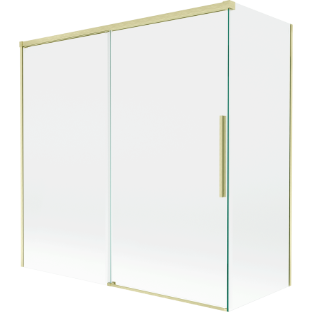 Mexen Rox Duschabtrennung 2-flügelig, verschiebbar 160 + 75 x 150 cm, transparent, gebürstetes Gold - 8C9-160-075-55-00