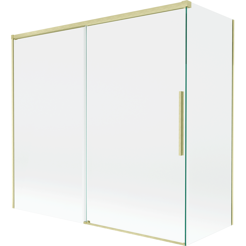 Mexen Rox Duschabtrennung 2-flügelig verschiebbar 170 + 75 x 150 cm, transparent, gebürstetes Gold - 8C9-170-075-55-00