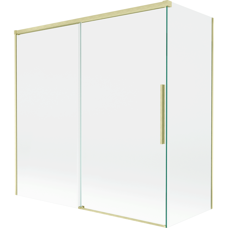 Mexen Rox Badewannenabtrennung 2-flügelig, verschiebbar 160 + 80 x 150 cm, transparent, gold gebürstet - 8C9-160-080-55-00