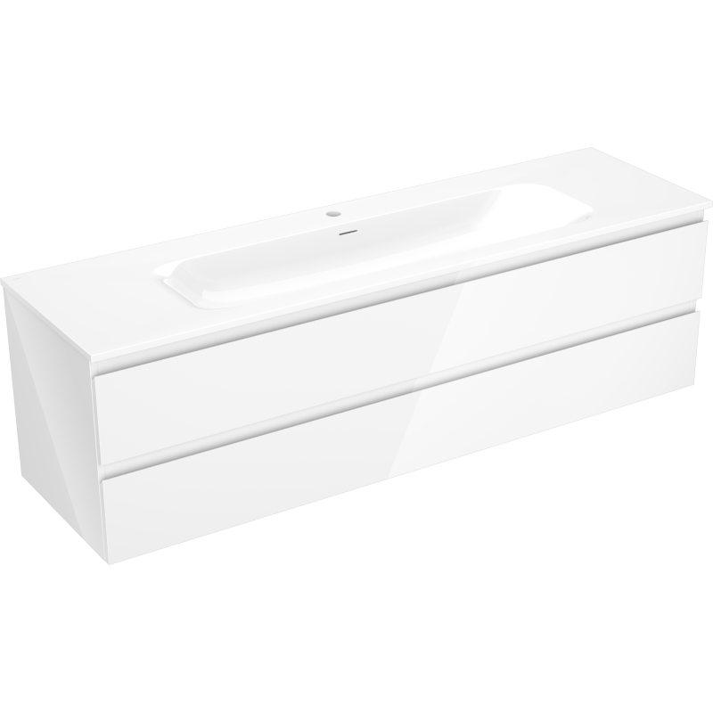 Mexen Orio Badezimmerschrank 160 cm mit Vela Waschbecken, 2 Schubladen, weißer Glanz - 91A10-16047-2-BFF00-W23M00