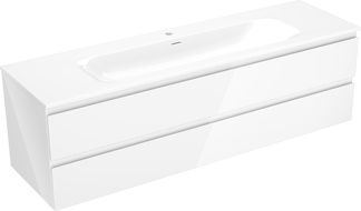 Mexen Orio Badezimmerschrank 160 cm mit Vela Waschbecken, 2 Schubladen, weißer Glanz - 91A10-16047-2-BFF00-W23M00
