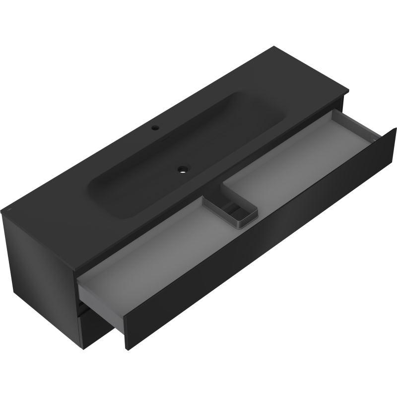 Mexen Orio Badezimmerschrank 160 cm mit Waschbecken Vela, 2 Schubladen, schwarz matt - 91A10-16047-2-BFF71-W23M71