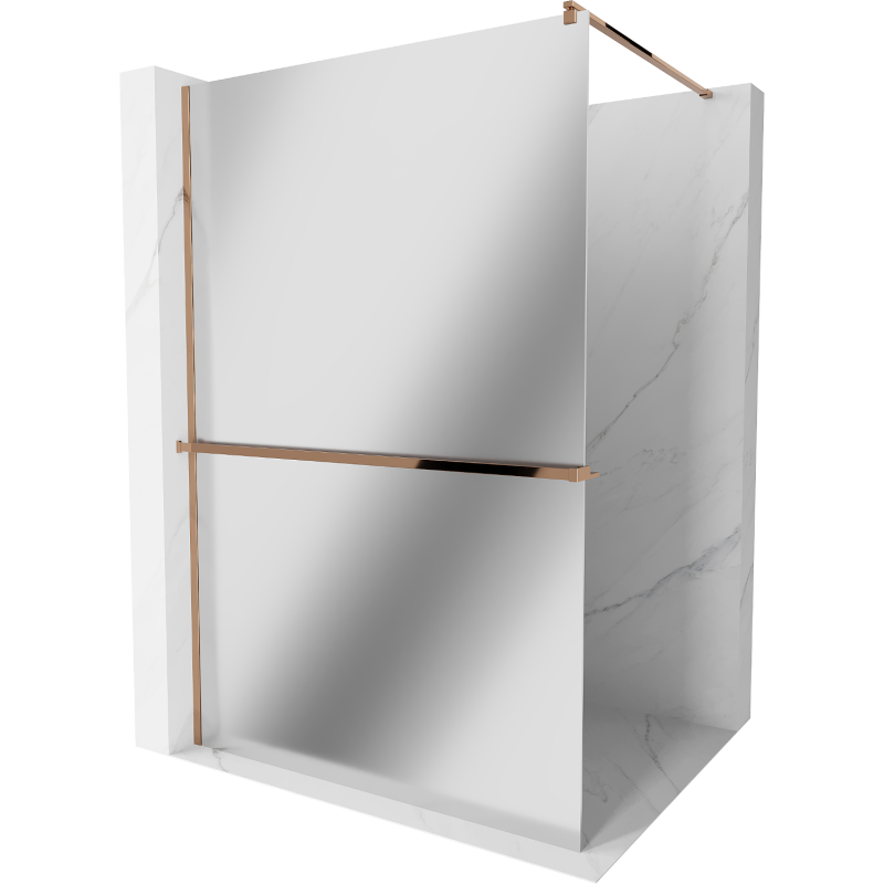 Mexen Kioto+ Duschwand mit Regal Walk-in 110 x 200 cm, Spiegel, Roségold - 800-110-121-60-50