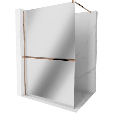 Mexen Kioto+ Duschwand mit Regal Walk-in 110 x 200 cm, Spiegel, Roségold - 800-110-121-60-50