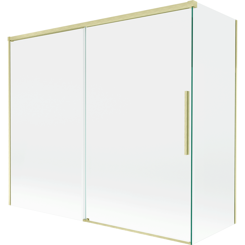 Mexen Rox Badewannenabdeckung 2-flügelig verschiebbar 180 + 80 x 150 cm, transparent, gebürstetes Gold - 8C9-180-080-55-00