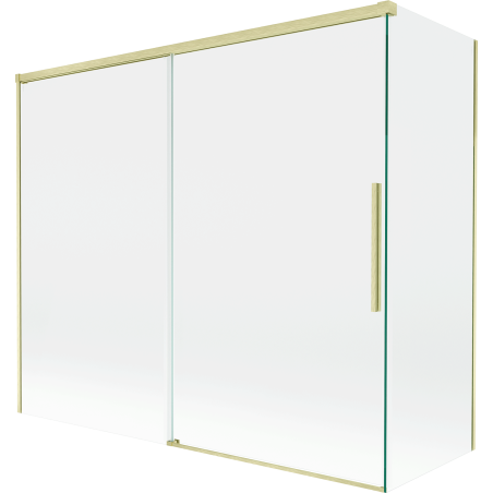 Mexen Rox Badewannenabdeckung 2-flügelig verschiebbar 180 + 80 x 150 cm, transparent, gebürstetes Gold - 8C9-180-080-55-00
