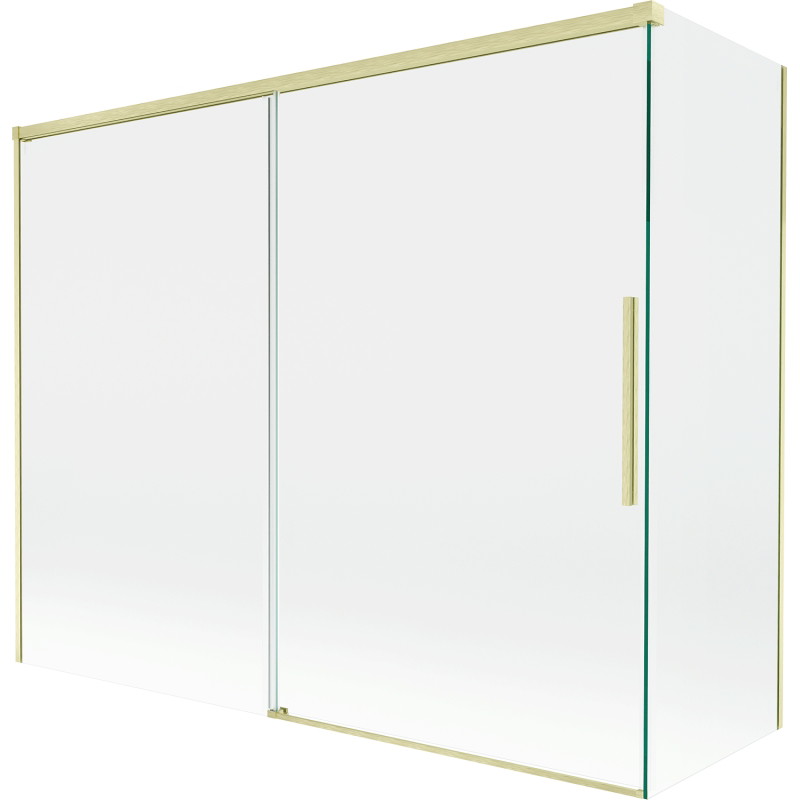 Mexen Rox 2-flügelige, verschiebbare Badewannenabtrennung 190 + 80 x 150 cm, transparent, gold gebürstet - 8C9-190-080-55-00