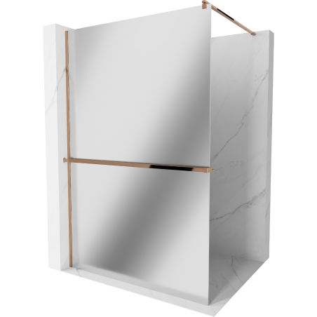 Mexen Kioto+ Duschwand mit Ablage Walk-in 120 x 200 cm, Spiegel, Roségold - 800-120-121-60-50