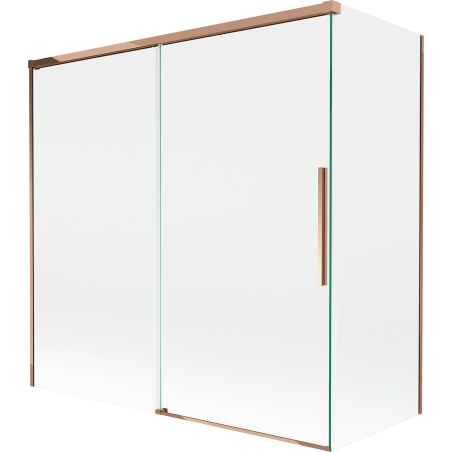 Mexen Rox Badewannen-Faltwand, 2-teilig verschiebbar, 160 + 75 x 150 cm, transparent, Roségold - 8C9-160-075-60-00