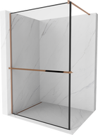 Mexen Kioto+ Duschwand mit Ablage Walk-in 70 x 200 cm, schwarzer Rahmen, Roségold - 800-070-121-60-70