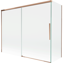 Mexen Rox Duschabtrennung zum Baden, 2-flügelig, verschiebbar 190 + 90 x 150 cm, transparent, Roségold - 8C9-190-090-60-00