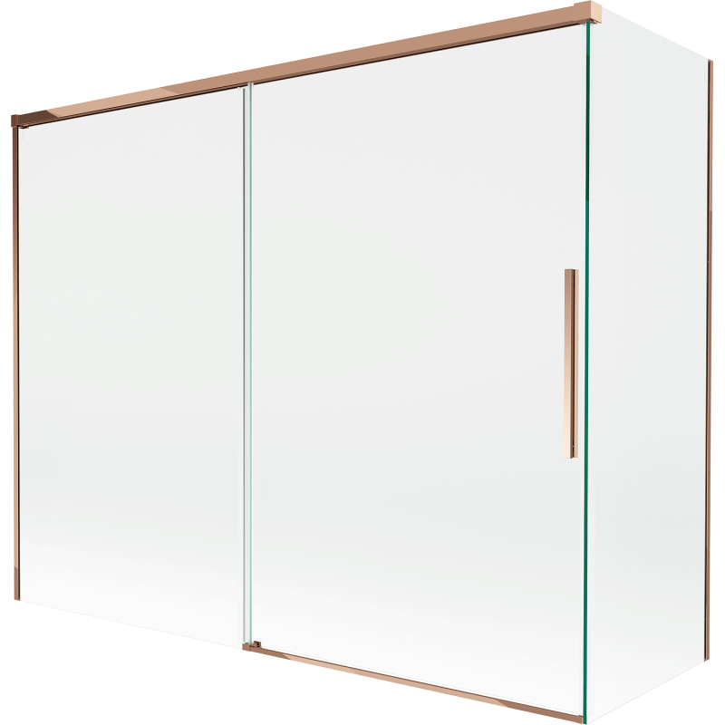 Mexen Rox Duschabtrennung zum Baden, 2-flügelig, verschiebbar 190 + 90 x 150 cm, transparent, Roségold - 8C9-190-090-60-00