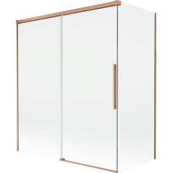 Mexen Rox Duschabtrennung für Badewanne, 2-flügelig, 140 + 70 x 150 cm, transparent, gebürstetes Kupfer - 8C9-140-070-65-00