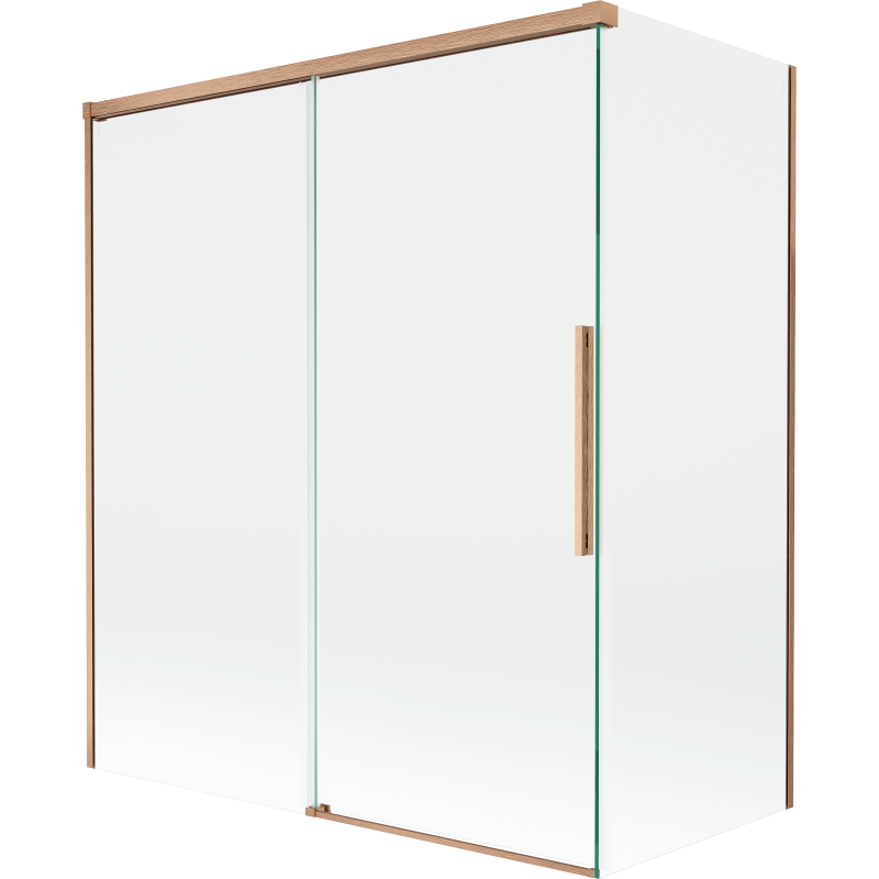 Mexen Rox Duschabtrennung für Badewanne, 2-flügelig, 140 + 70 x 150 cm, transparent, gebürstetes Kupfer - 8C9-140-070-65-00