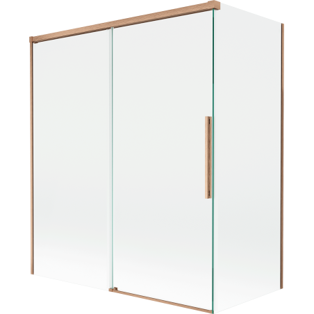 Mexen Rox Duschabtrennung für Badewanne, 2-flügelig, 140 + 70 x 150 cm, transparent, gebürstetes Kupfer - 8C9-140-070-65-00