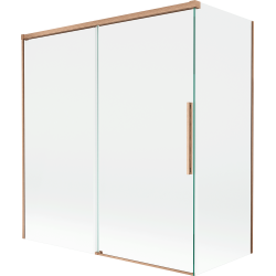 Mexen Rox Duschabtrennung 2-flügelig verschiebbar 150 + 70 x 150 cm, transparent, gebürstetes Kupfer - 8C9-150-070-65-00