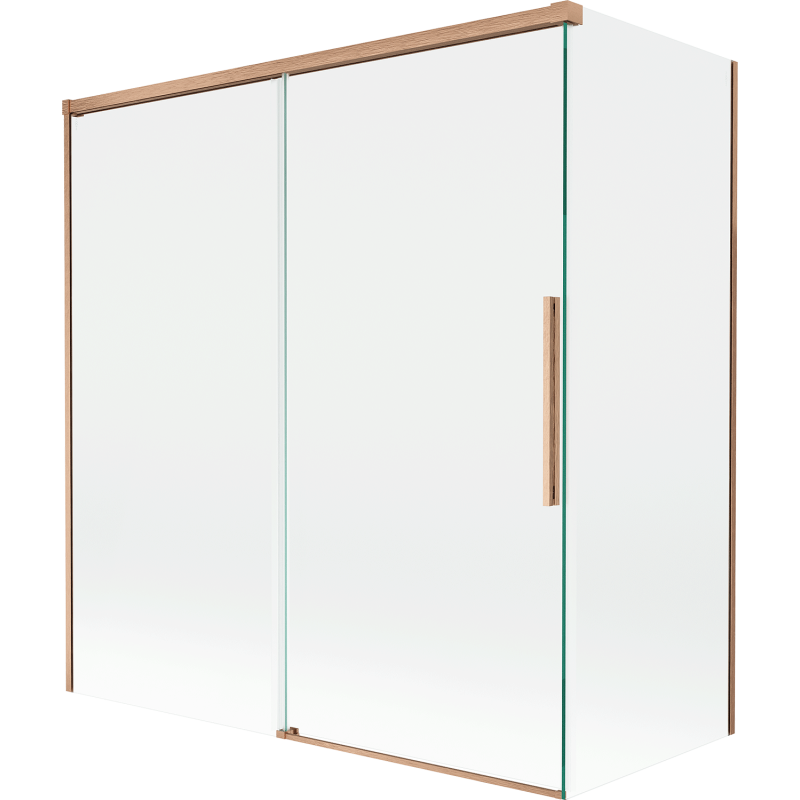 Mexen Rox Duschabtrennung 2-flügelig verschiebbar 150 + 70 x 150 cm, transparent, gebürstetes Kupfer - 8C9-150-070-65-00