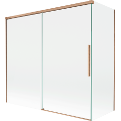 Mexen Rox Badewannenfaltwand, zweiteilig, verschiebbar, 170 + 70 x 150 cm, transparent, gebürstetes Kupfer - 8C9-170-070-65-00