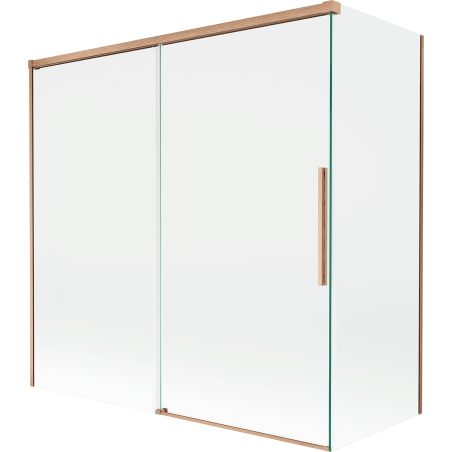 Mexen Rox 2-teilige verschiebbare Badewannenabtrennung 160 + 75 x 150 cm, transparent, gebürstetes Kupfer - 8C9-160-075-65-00