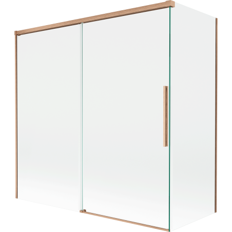 Mexen Rox Duschwand 2-flügelig verschiebbar 160 + 80 x 150 cm, transparent, gebürstetes Kupfer - 8C9-160-080-65-00