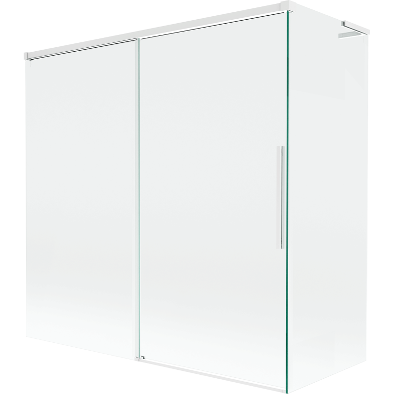 Mexen Rox L Duschabtrennung, 2-flügelig, verschiebbar, 160 + 80 x 150 cm, transparent, weiß - 8C9L-160-080-20-00