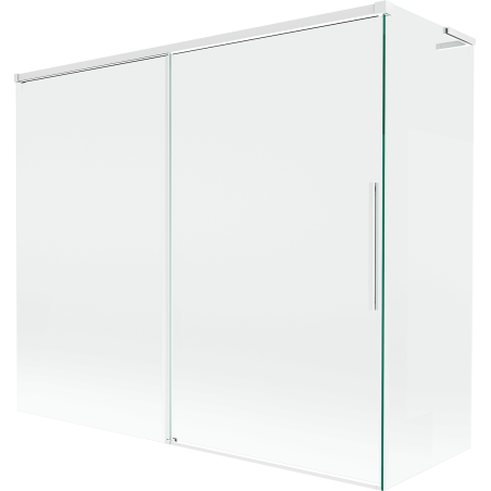 Mexen Rox L Duschwand 2-flügelig verschiebbar 190 + 80 x 150 cm, transparent, weiß - 8C9L-190-080-20-00