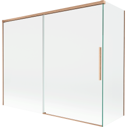Mexen Rox Duschabtrennung, 2-flügelig, verschiebbar, 190 + 80 x 150 cm, transparent, gebürstetes Kupfer - 8C9-190-080-65-00
