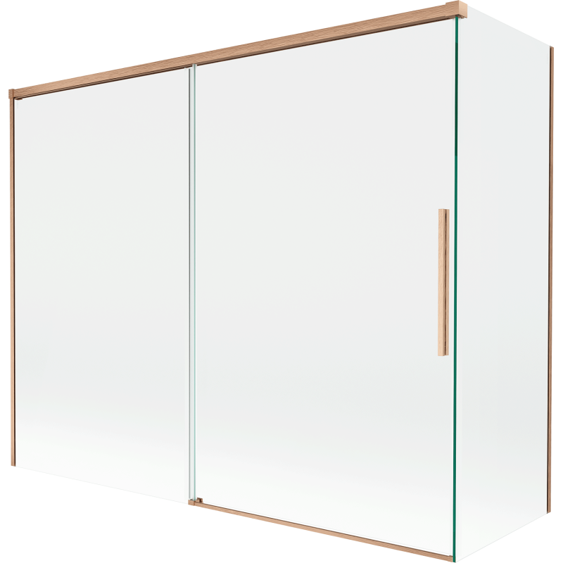 Mexen Rox Duschabtrennung, 2-flügelig, verschiebbar, 190 + 80 x 150 cm, transparent, gebürstetes Kupfer - 8C9-190-080-65-00
