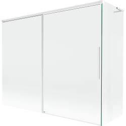 Mexen Rox L Badewannenparavent, 2-flügelig, verschiebbar, 190 + 90 x 150 cm, transparent, weiß - 8C9L-190-090-20-00