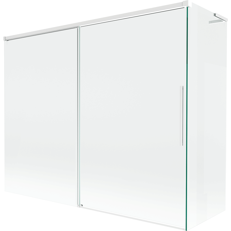 Mexen Rox L Badewannenparavent, 2-flügelig, verschiebbar, 190 + 90 x 150 cm, transparent, weiß - 8C9L-190-090-20-00