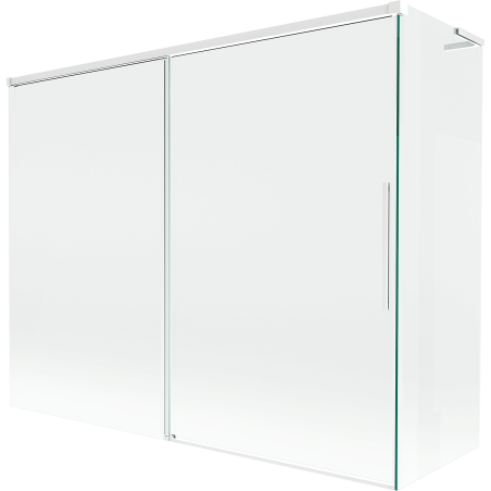 Mexen Rox L Badewannenparavent, 2-flügelig, verschiebbar, 190 + 90 x 150 cm, transparent, weiß - 8C9L-190-090-20-00