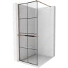 Mexen Kioto+ Duschwand mit Ablage Walk-in 90 x 200 cm, schwarzes Gitter, Roségold - 800-090-121-60-77