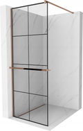 Mexen Kioto+ Duschwand mit Ablage Walk-in 90 x 200 cm, schwarzes Gitter, Roségold - 800-090-121-60-77