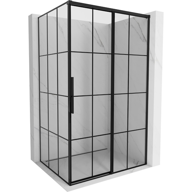 Mexen Rox Rechts verschiebbare Duschkabine 150 x 85 cm, schwarzes Gitter, schwarz - 8C2-150-085-70-77-P
