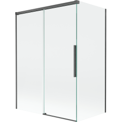 Mexen Rox Duschabtrennung, 2-flügelig, verschiebbar, 120 + 70 x 150 cm, transparent, gebürstet Gun Gray - 8C9-120-070-66-00