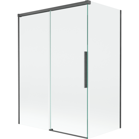Mexen Rox Duschabtrennung, 2-flügelig, verschiebbar, 120 + 70 x 150 cm, transparent, gebürstet Gun Gray - 8C9-120-070-66-00