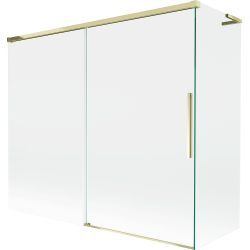 Mexen Rox L Duschwand, 2-flüglig verschiebbar 180 + 80 x 150 cm, transparent, gold - 8C9L-180-080-50-00