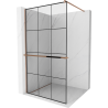 Mexen Kioto+ Duschwand mit Ablage Walk-in 100 x 200 cm, schwarzes Gitter, Roségold - 800-100-121-60-77