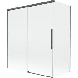 Mexen Rox 2-flügeliger Duschabtrennung ausziehbar 140 + 70 x 150 cm, transparent, gebürstetes Gun Gray - 8C9-140-070-66-00