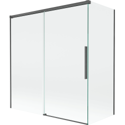 Mexen Rox 2-flügelige Schiebeduschabtrennung 150 + 70 x 150 cm, transparent, gebürstetes Gun Gray - 8C9-150-070-66-00