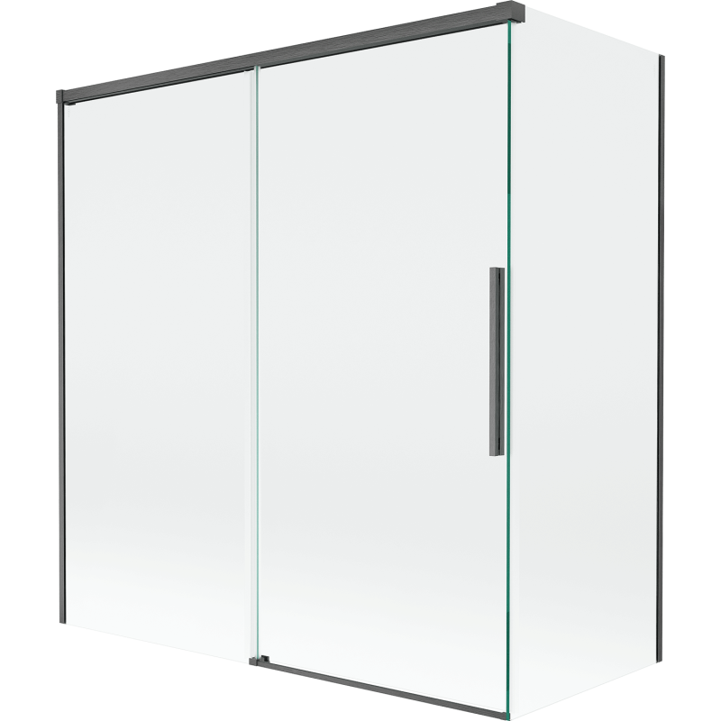 Mexen Rox 2-flügelige Schiebeduschabtrennung 150 + 70 x 150 cm, transparent, gebürstetes Gun Gray - 8C9-150-070-66-00