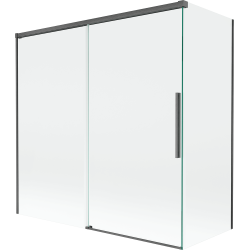 Mexen Rox Duschabtrennung 2-flügelig verschiebbar 160 + 70 x 150 cm, transparent, gun gray gebürstet - 8C9-160-070-66-00