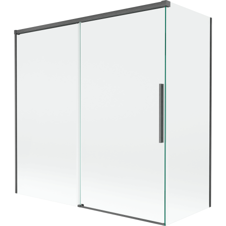 Mexen Rox Duschabtrennung 2-flügelig verschiebbar 160 + 70 x 150 cm, transparent, gun gray gebürstet - 8C9-160-070-66-00