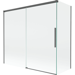Mexen Rox Badewannenabtrennung 2-flügelig schiebbar 170 + 70 x 150 cm, transparent, gebürstetes Gun Gray - 8C9-170-070-66-00