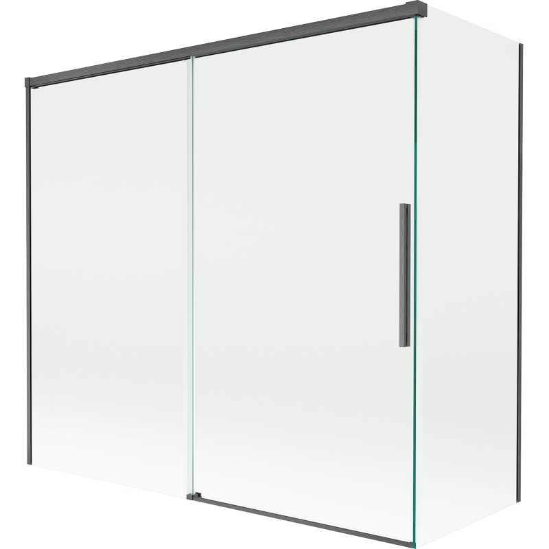 Mexen Rox Badewannenabtrennung 2-flügelig schiebbar 170 + 70 x 150 cm, transparent, gebürstetes Gun Gray - 8C9-170-070-66-00