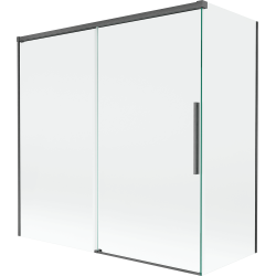 Mexen Rox 2-flügelige verschiebbare Badewannenfaltwand 160 + 75 x 150 cm, transparent, gebürstetes Gun Gray - 8C9-160-075-66-00