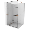 Mexen Kioto+ Duschwand mit Ablage Walk-in 120 x 200 cm, schwarzes Gitter, Roségold - 800-120-121-60-77