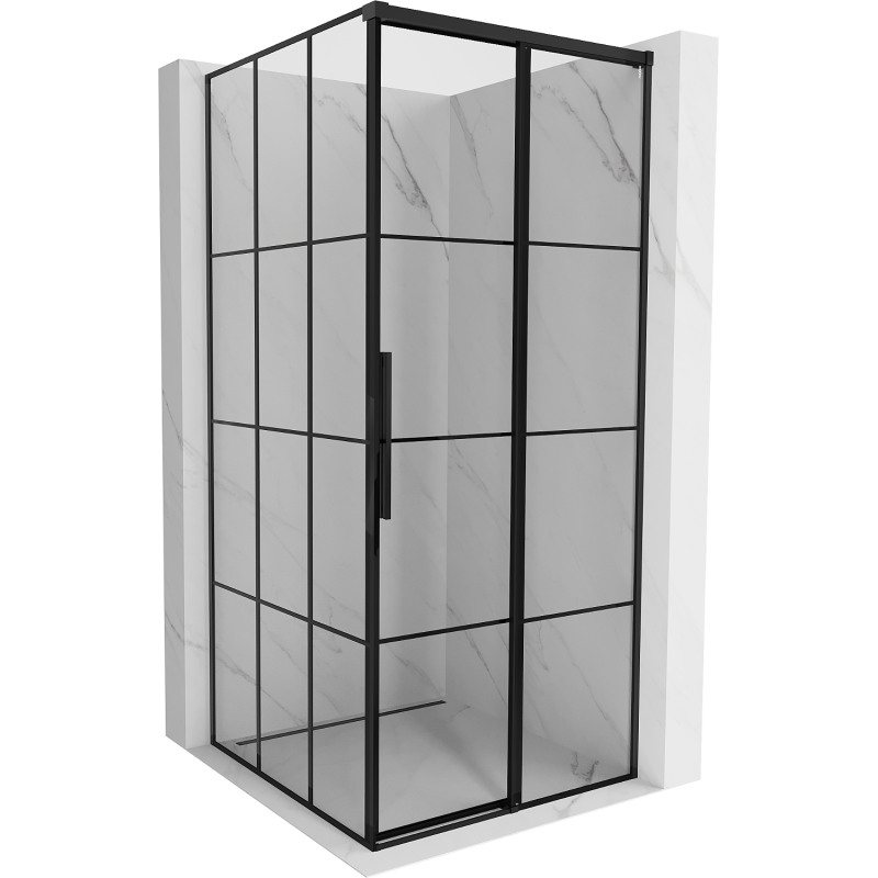 Mexen Rox Duschkabine Schiebetür rechts 90 x 90 cm, schwarzes Gitter, schwarz - 8C2-090-090-70-77-P