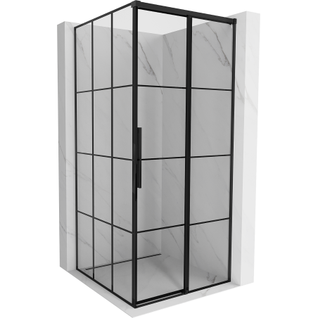 Mexen Rox Duschkabine Schiebetür rechts 90 x 90 cm, schwarzes Gitter, schwarz - 8C2-090-090-70-77-P