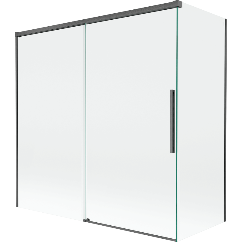 Mexen Rox Duschabtrennung 2-flügelig verschiebbar 160 + 80 x 150 cm, transparent, gebürstetes Gun Gray - 8C9-160-080-66-00
